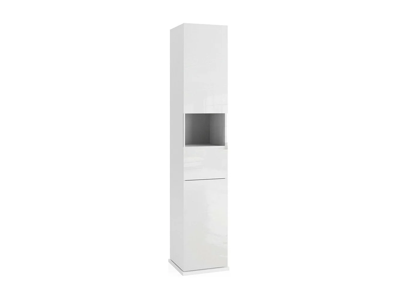 Colonna da bagno girevole con specchio, 2 porte, collezione ISORA. Colore bianco lucido.