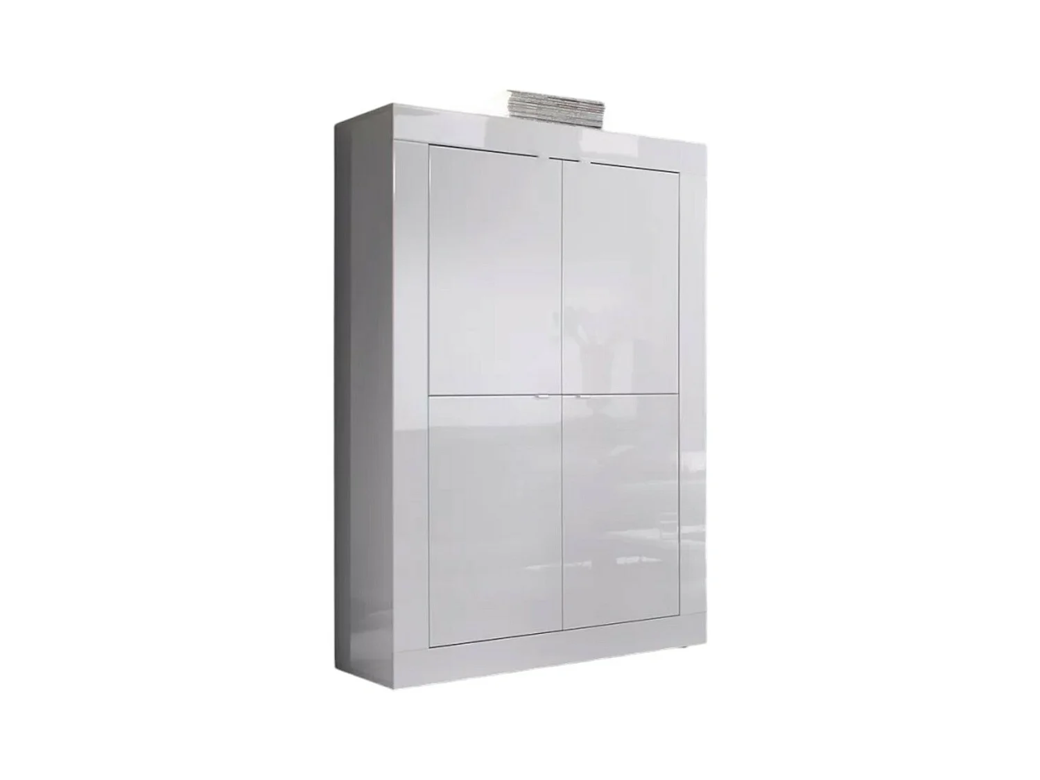 Vaisselier 4 portes ISORA – Blanc laqué brillant – Design moderne et fonctionnel