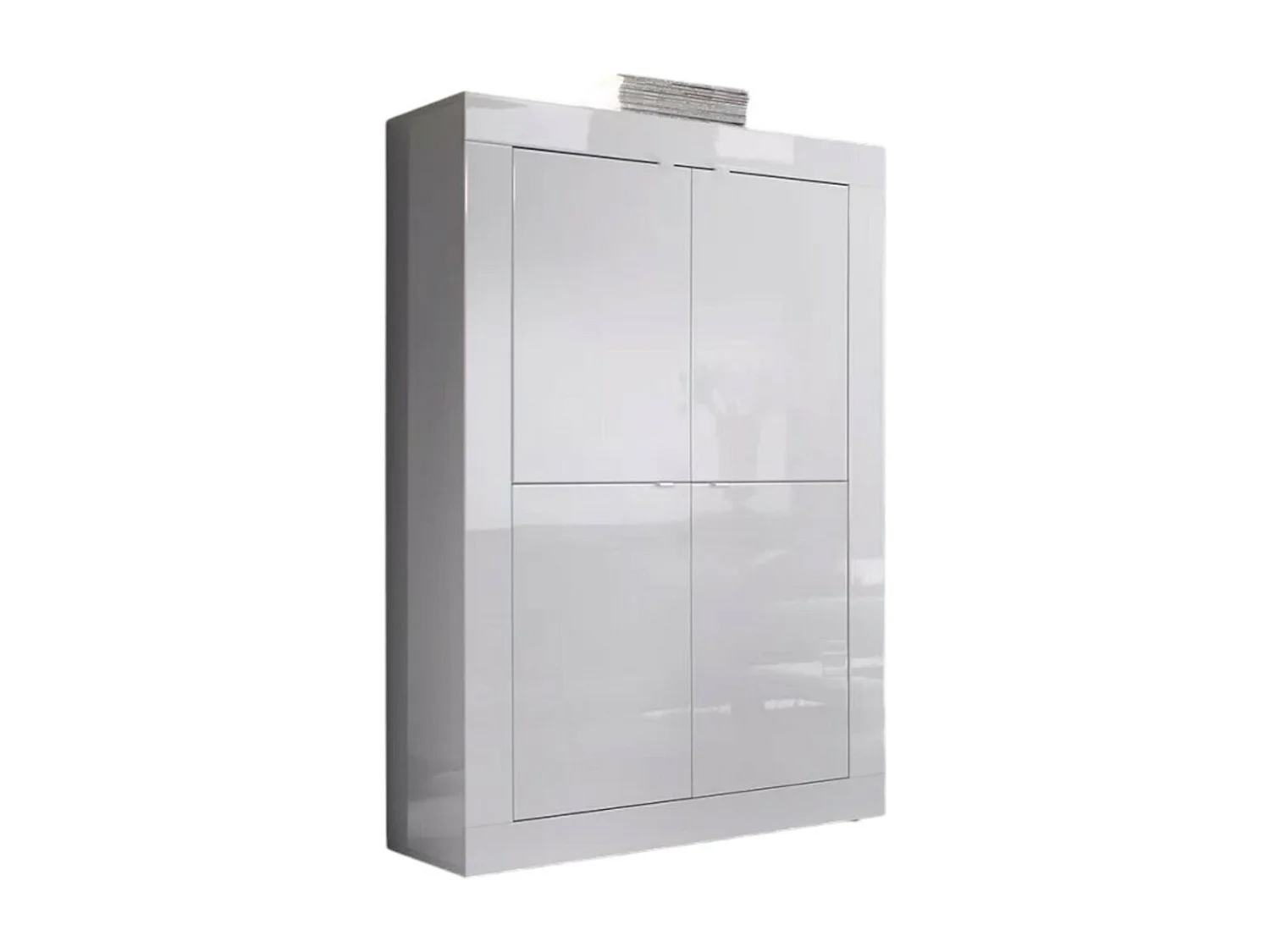 Buffetkast met 4 deuren ISORA - Glanzend wit gelakt - Modern en functioneel design