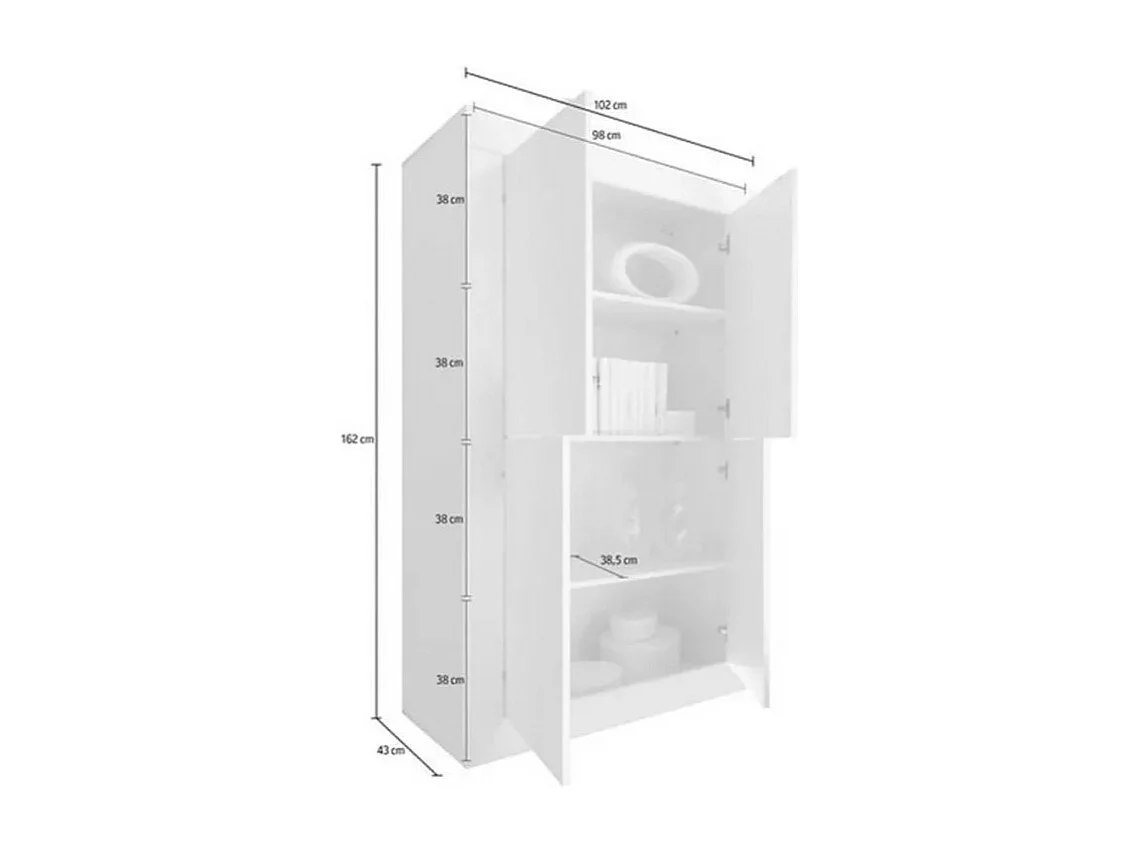 Buffetkast met 4 deuren ISORA - Glanzend wit gelakt - Modern en functioneel design