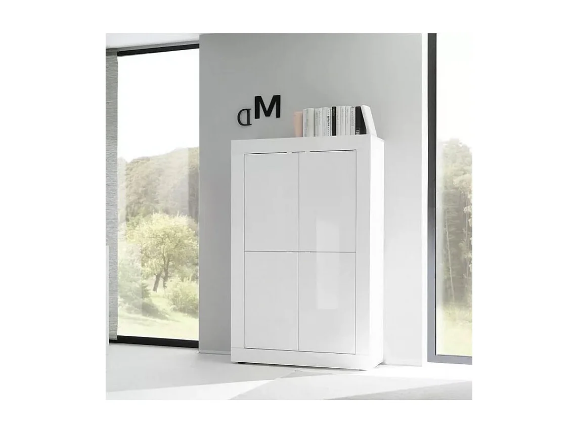 Buffetkast met 4 deuren ISORA - Glanzend wit gelakt - Modern en functioneel design
