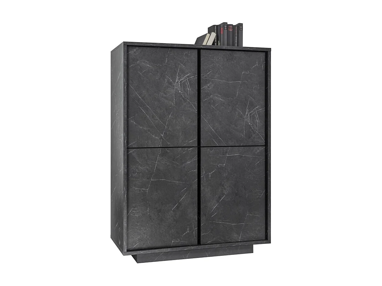 Buffetkast met 4 deuren, collectie COLOMARMO, in zwarte marmerlook, ideaal voor uw woonkamer of eetkamer