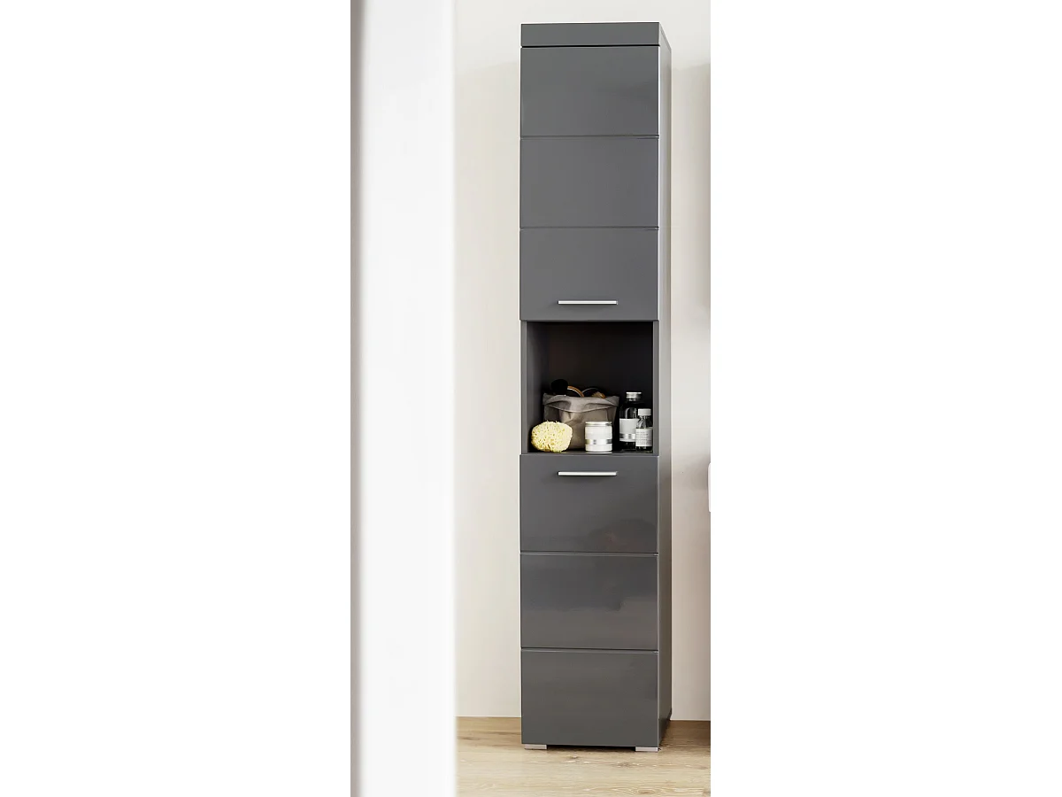 Colonne de salle de bain avec 2 portes coloris anthracite mat, gris anthracite