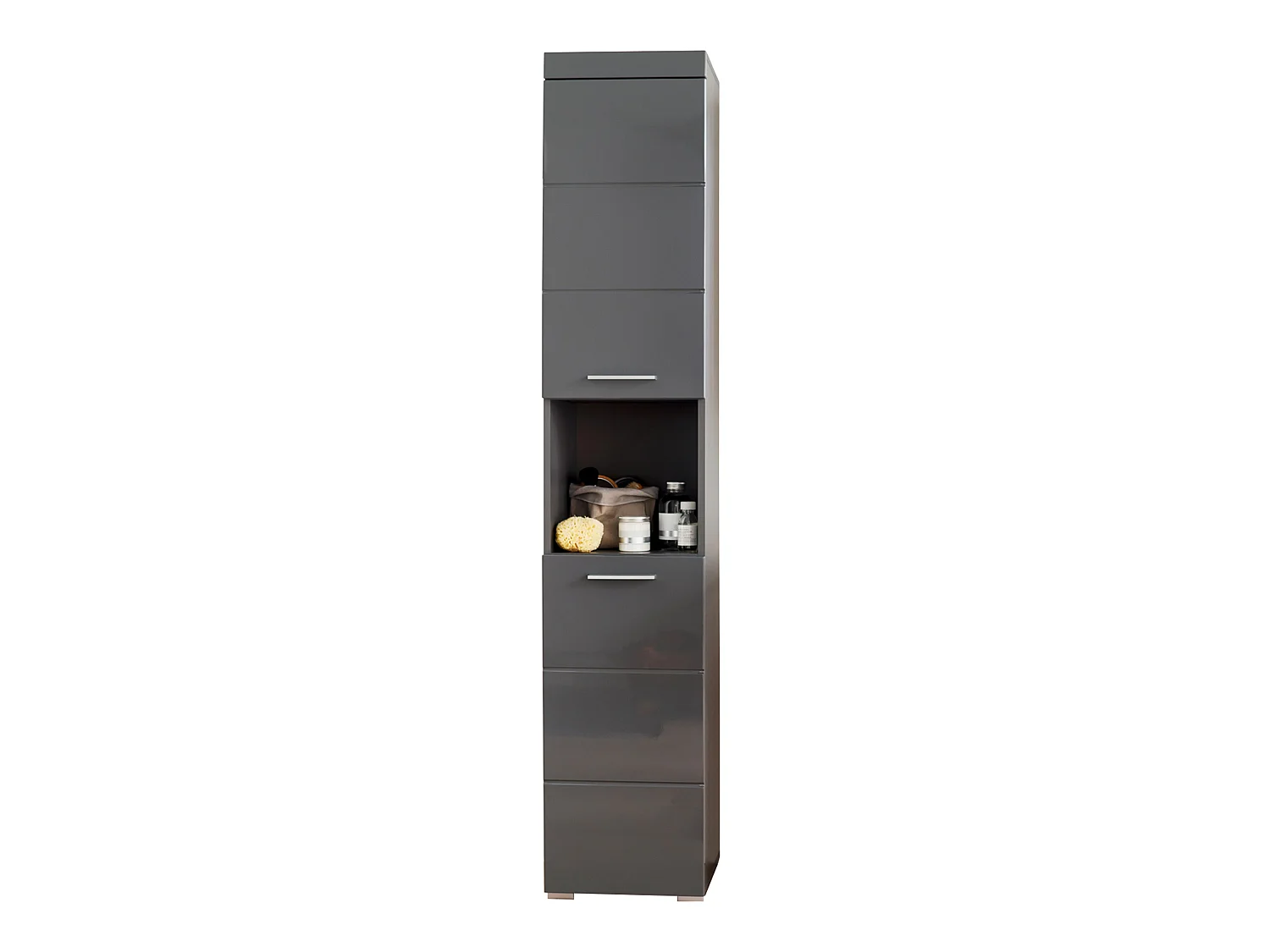 Colonne de salle de bain avec 2 portes coloris anthracite mat, gris anthracite