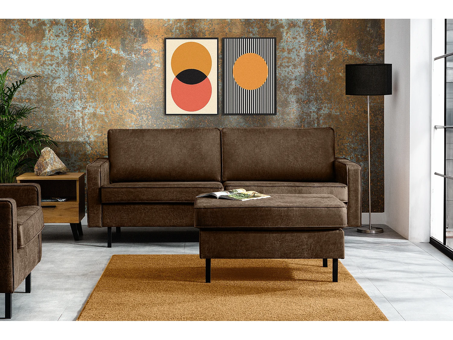 Canapé-lit 3 places avec accoudoirs - marron foncé - INVIA