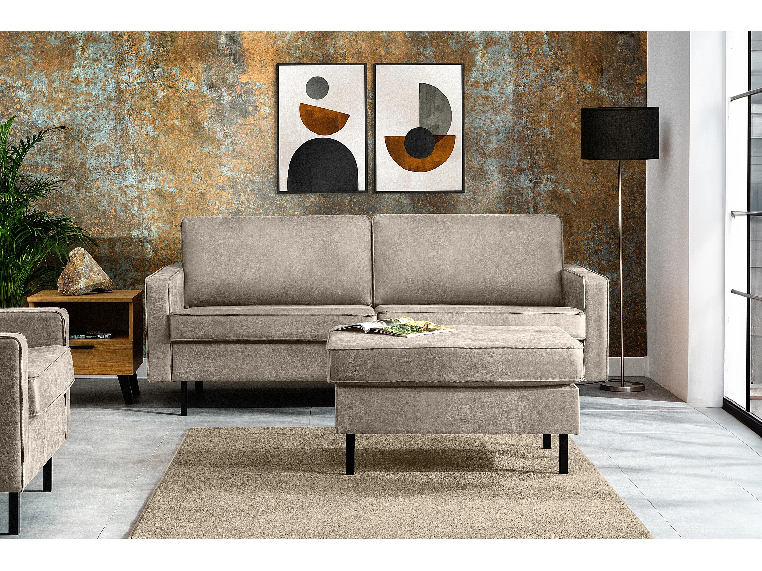 Dreisitzer-Schlafsofas mit Armlehnen - hellgrau - INVIA