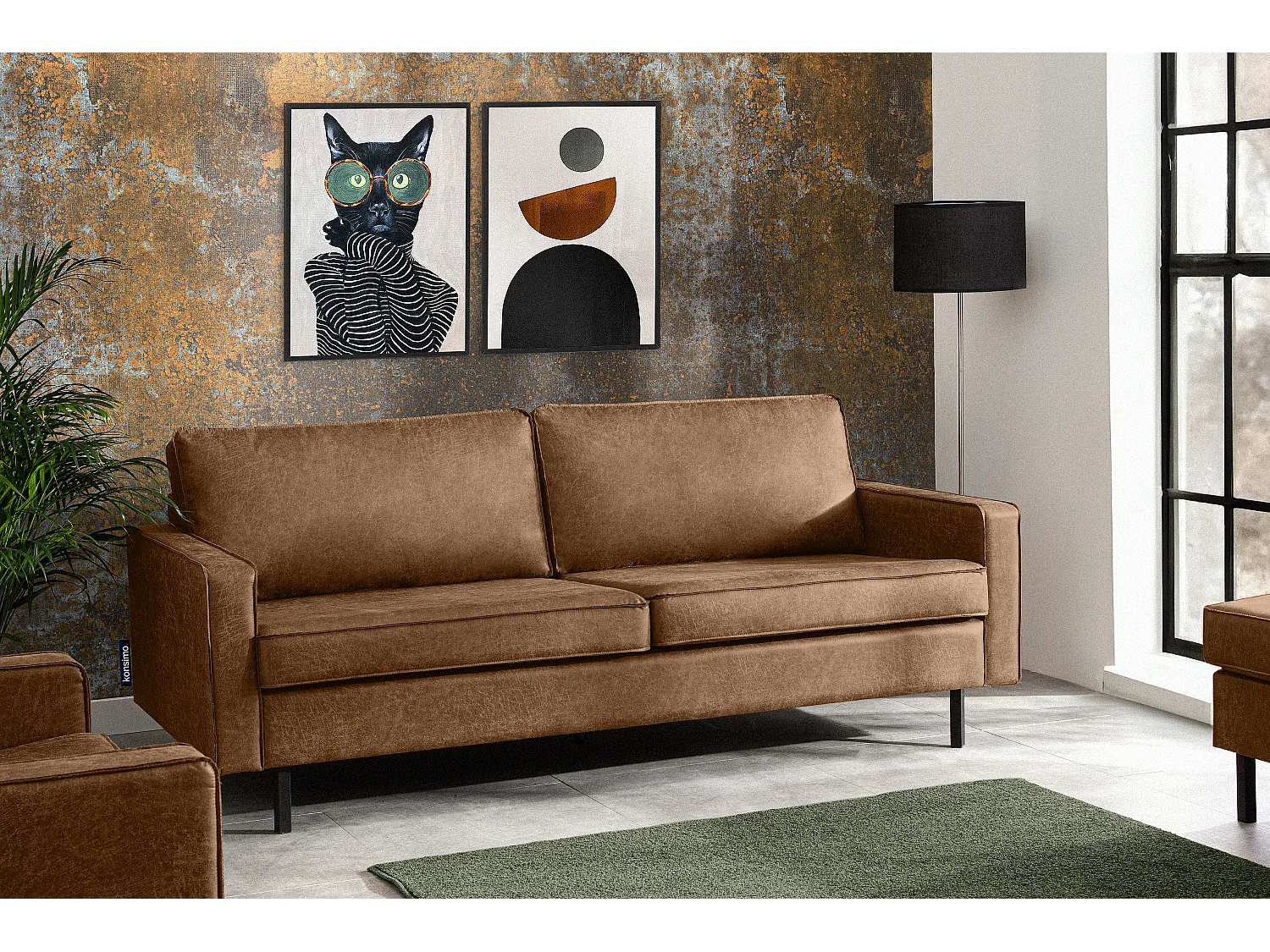 Dreisitzer-Schlafsofas mit Armlehnen - braun - INVIA