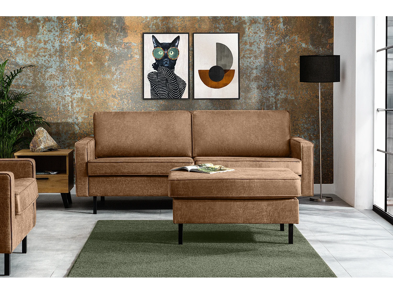 Dreisitzer-Schlafsofas mit Armlehnen - braun - INVIA