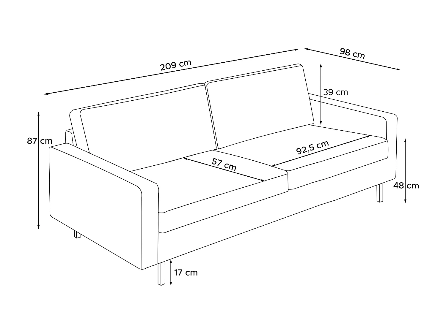 Dreisitzer-Schlafsofas mit Armlehnen - braun - INVIA