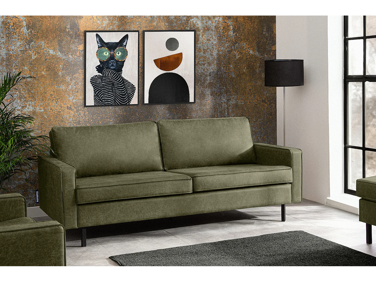 Dreisitzer-Schlafsofas mit Armlehnen - grün - INVIA