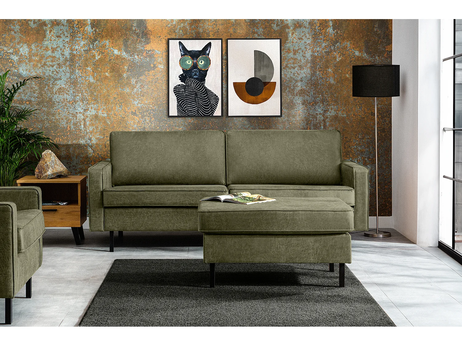 Dreisitzer-Schlafsofas mit Armlehnen - grün - INVIA