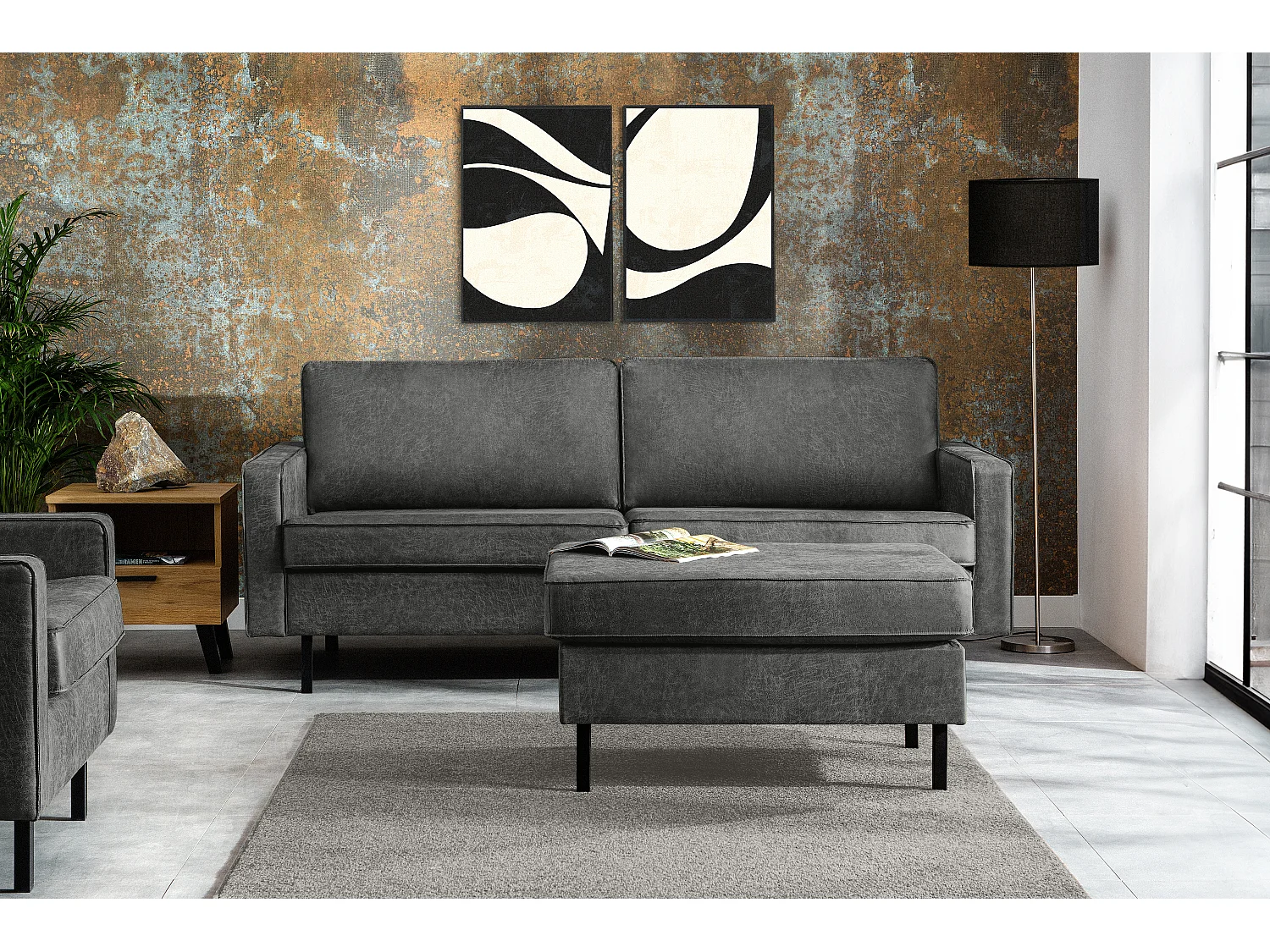 Dreisitzer-Schlafsofas mit Armlehnen - dunkelgrau - INVIA