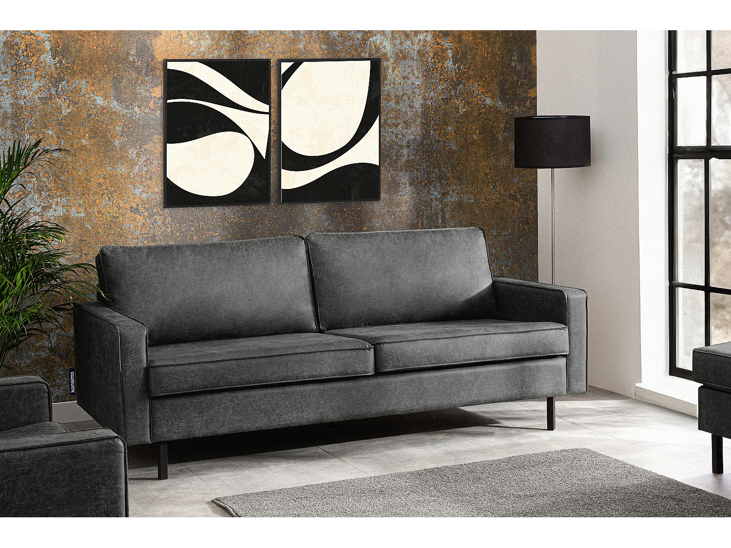 Dreisitzer-Schlafsofas mit Armlehnen - dunkelgrau - INVIA