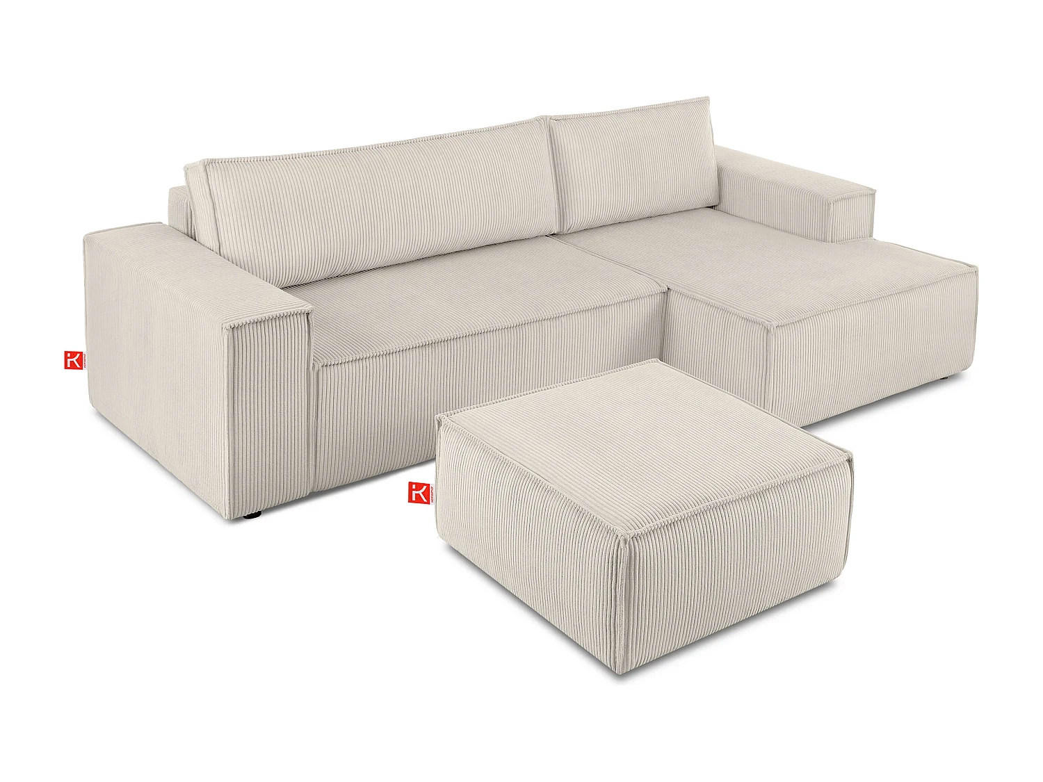Sitzpouf gefederte Sitzfläche - creme - NAPI