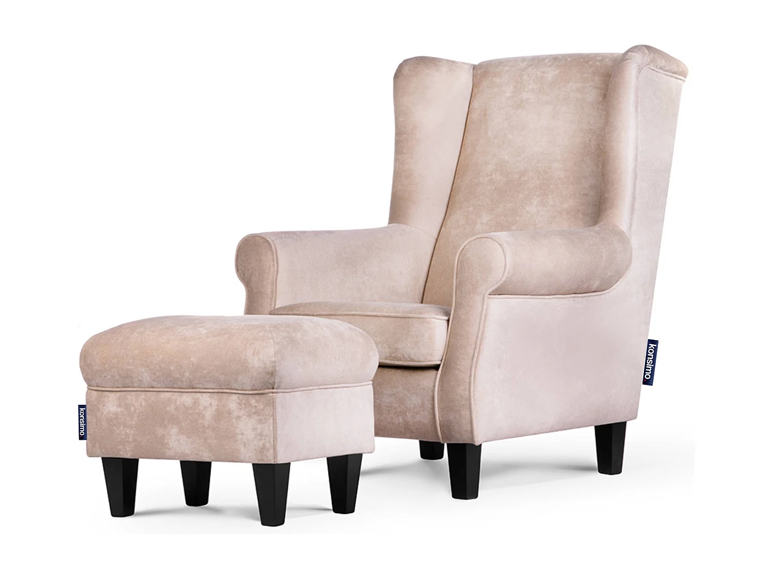 Sitzhocker zeitloses Design und pflegeleichter Stoff - beige - MILES