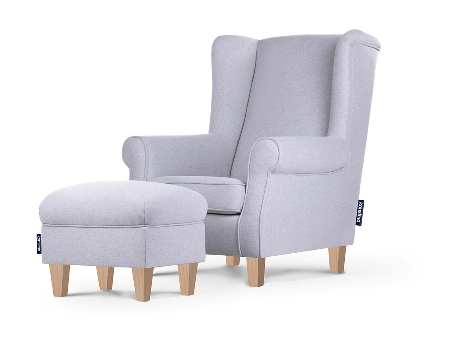 Sitzhocker zeitloses Design und pflegeleichter Stoff - hellgrau - MILES