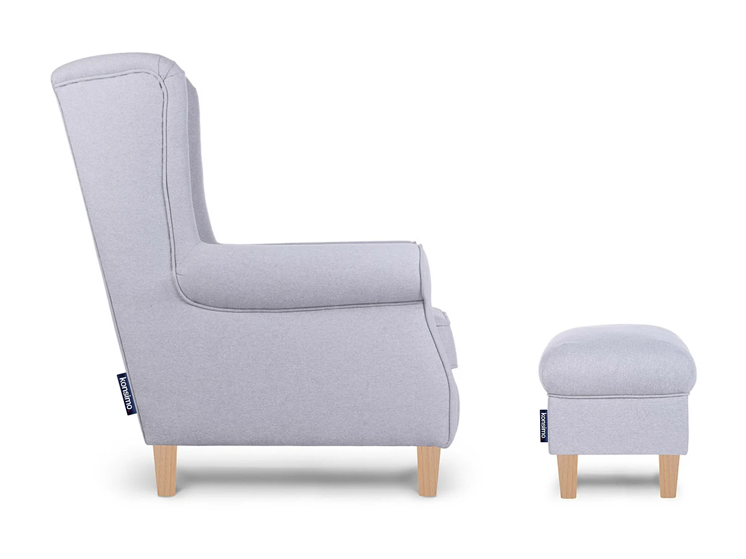 Sitzhocker zeitloses Design und pflegeleichter Stoff - hellgrau - MILES