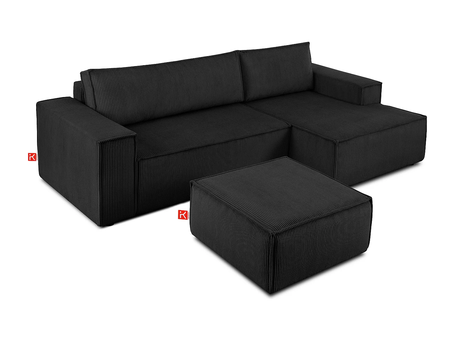 Sitzpouf gefederte Sitzfläche - schwarz - NAPI