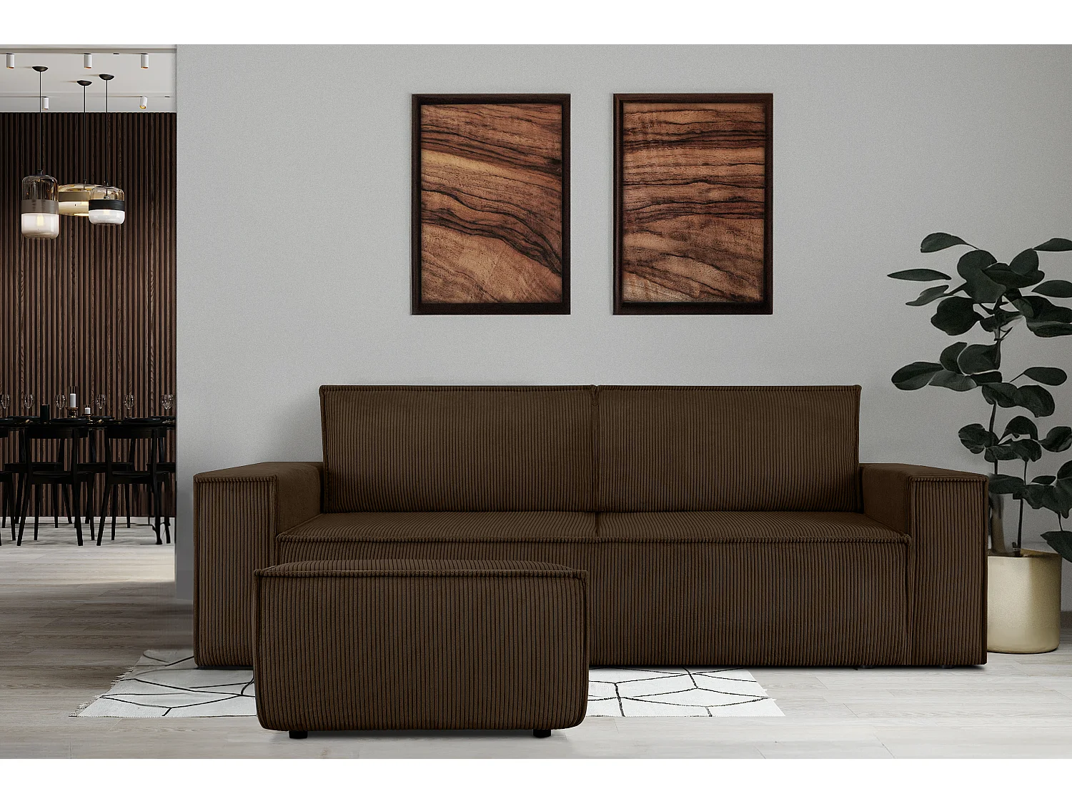 Sitzpouf gefederte Sitzfläche - dunkelbraun - NAPI