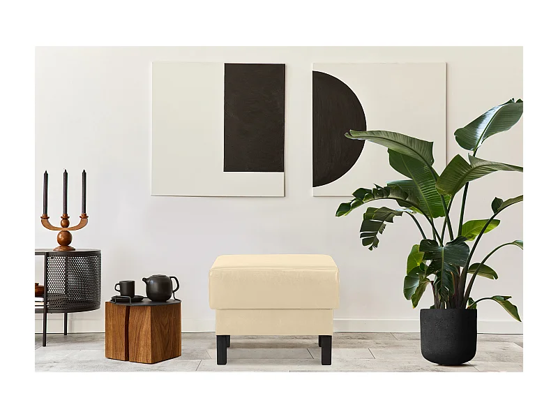 Sitzhocker auf hohen Holzbeinen - Ecru - ESPECTO