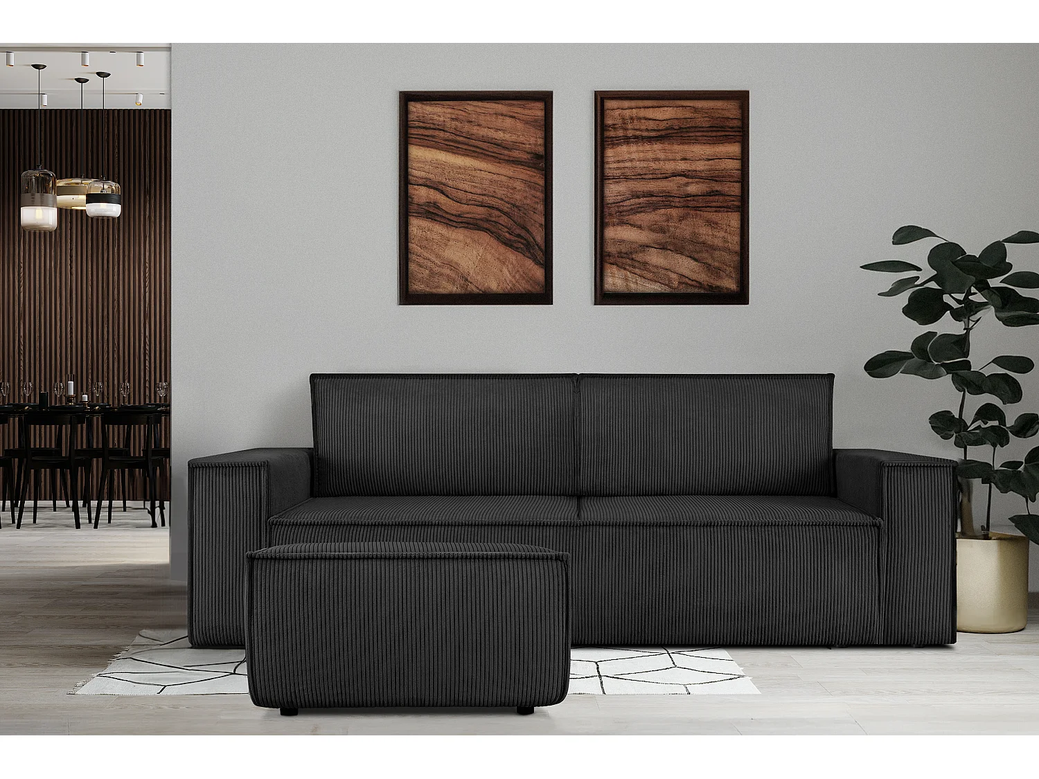 Sitzpouf gefederte Sitzfläche - dunkelgrau - NAPI