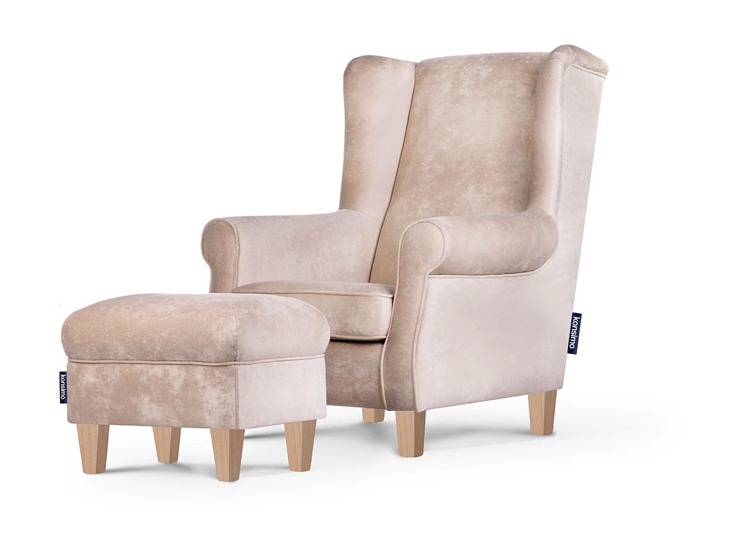 Sitzhocker zeitloses Design und pflegeleichter Stoff - beige - MILES