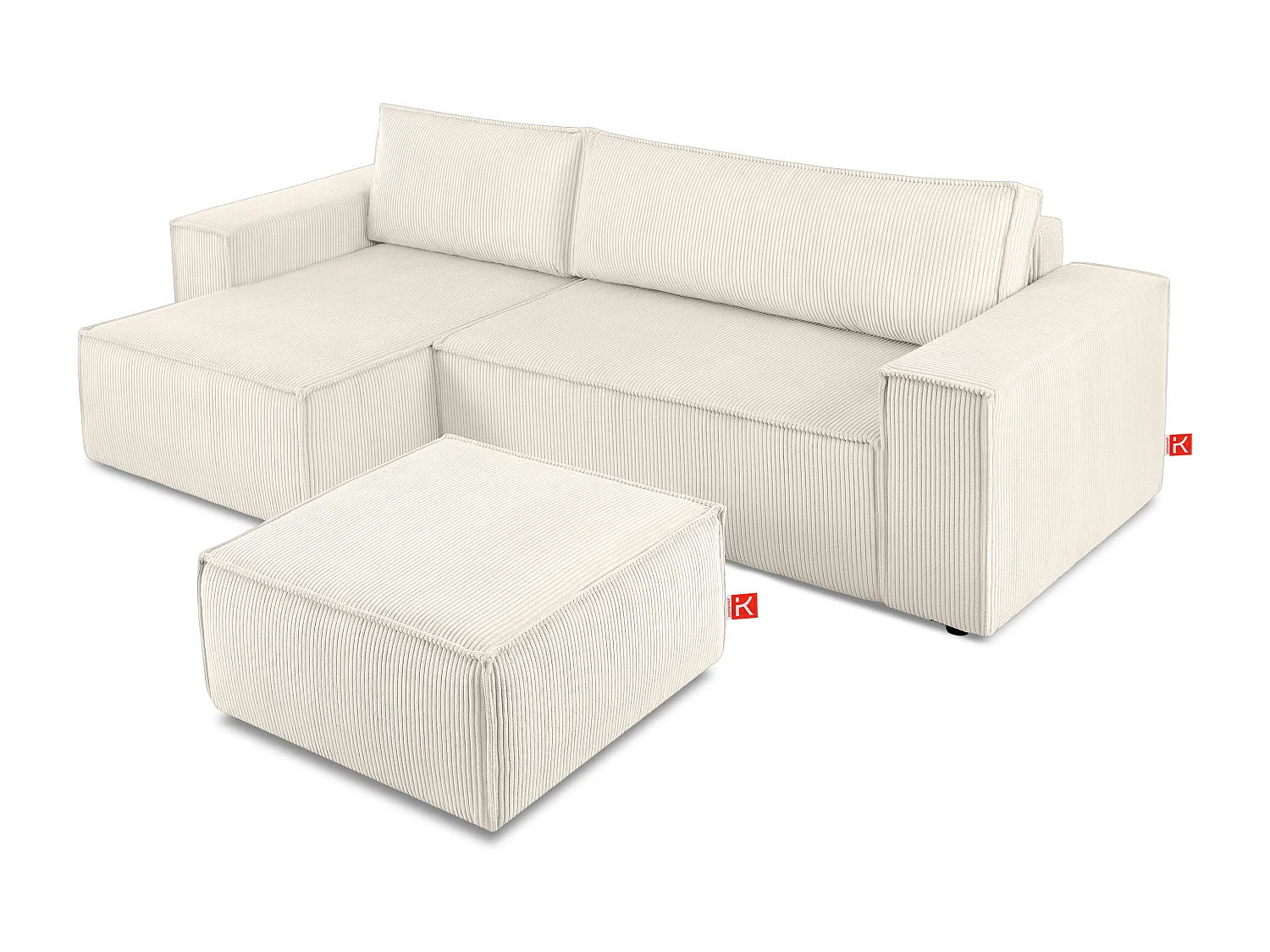 Sitzpouf gefederte Sitzfläche - creme - NAPI