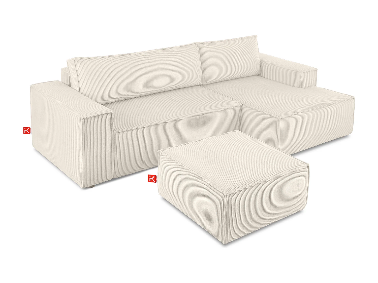 Sitzpouf gefederte Sitzfläche - creme - NAPI