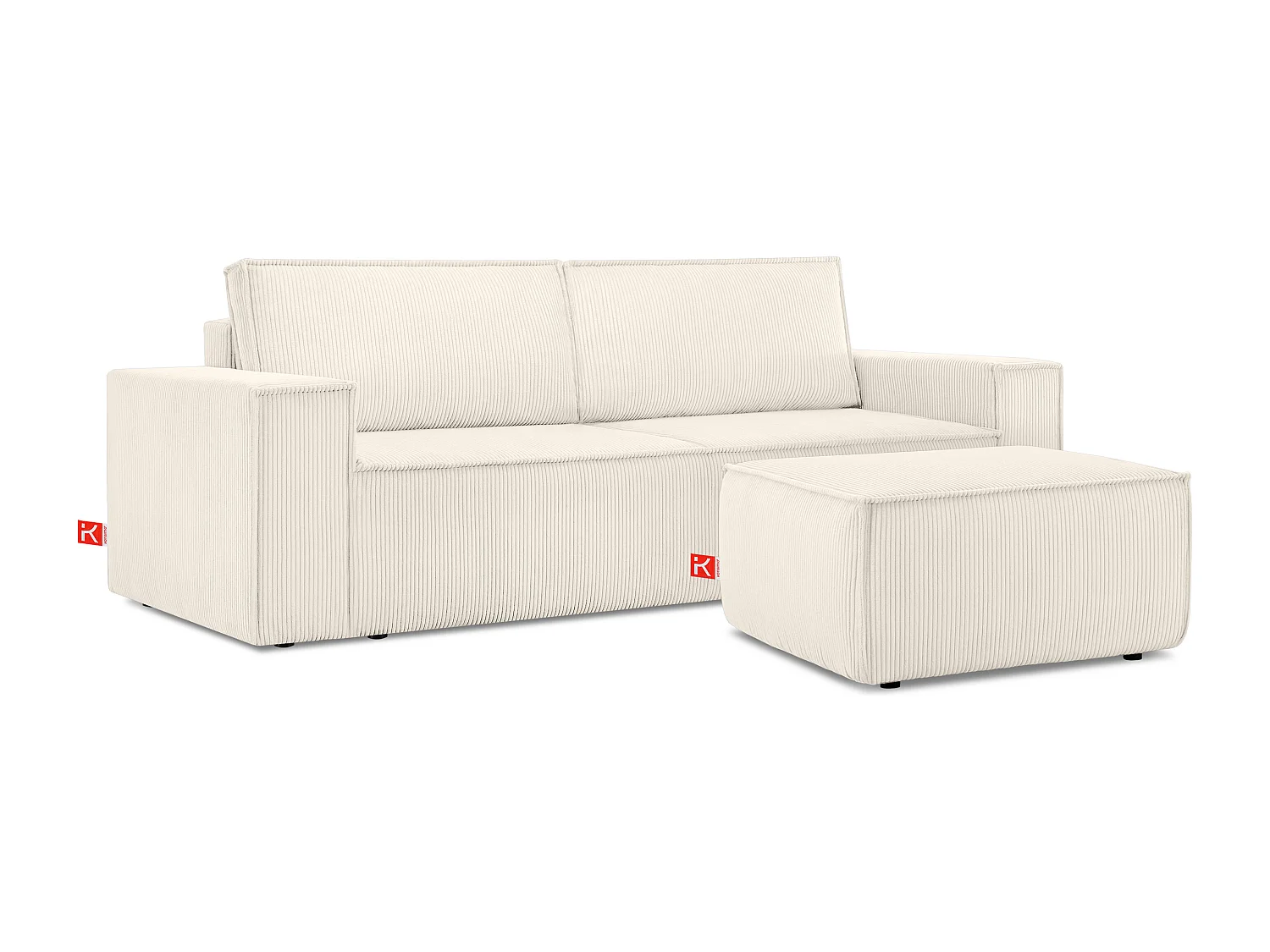 Sitzpouf gefederte Sitzfläche - creme - NAPI