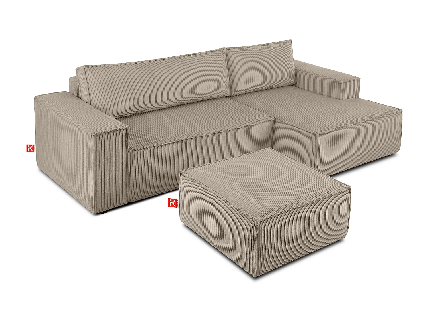 Sitzpouf gefederte Sitzfläche - beige - NAPI