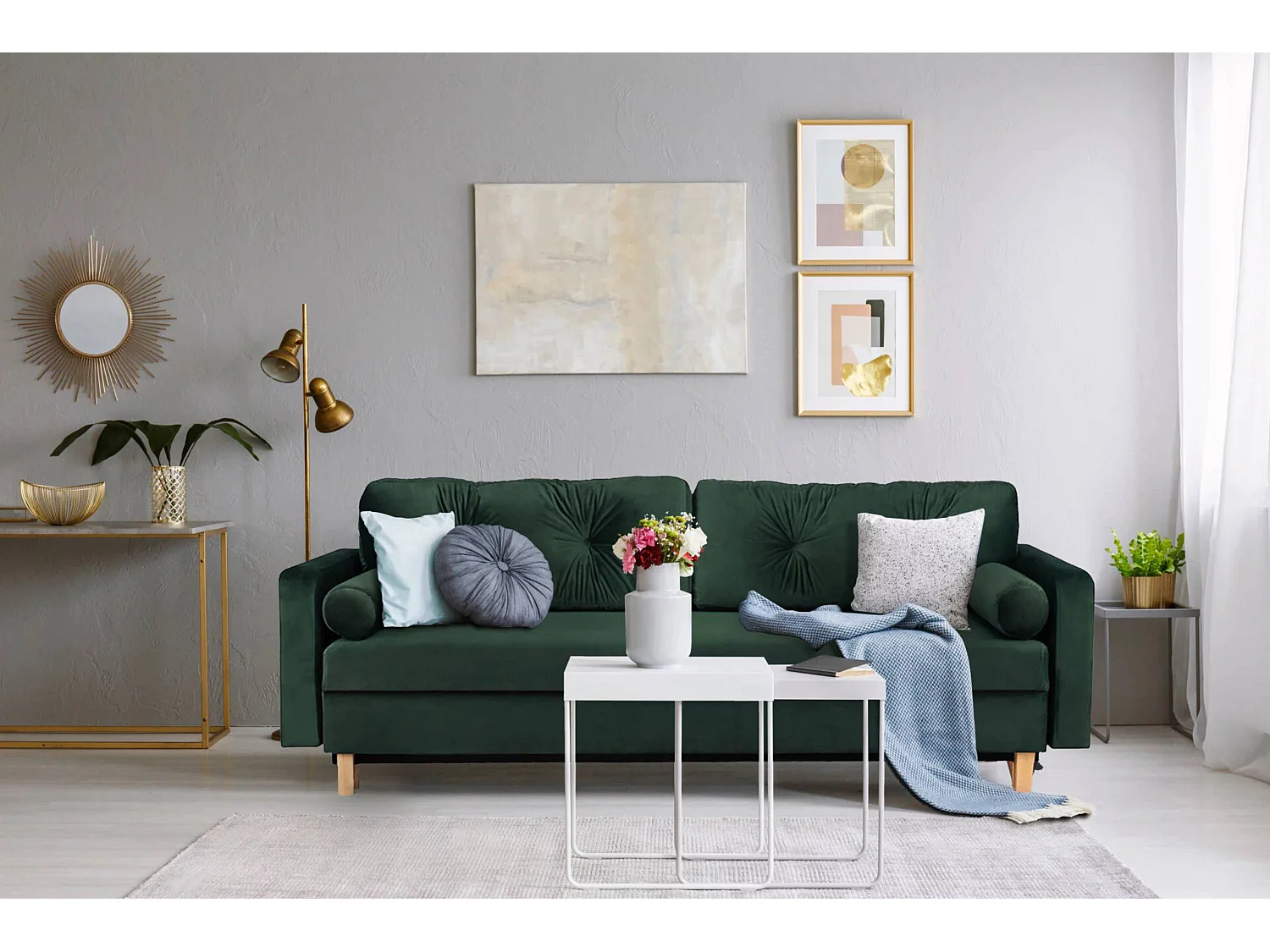 Schlafsofa ERISO - 3-Sitzer - Dunkelgrün