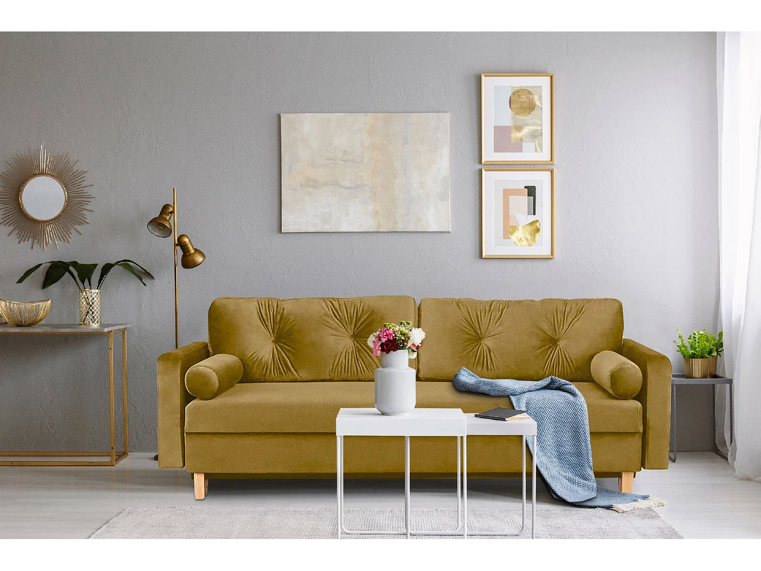 Schlafsofa ERISO - 3-Sitzer - Gelb