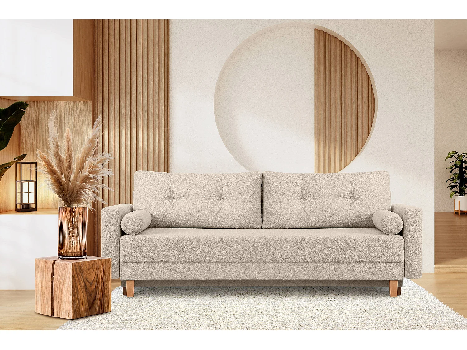 Schlafsofa ERISO - 3-Sitzer - Cremeweiß