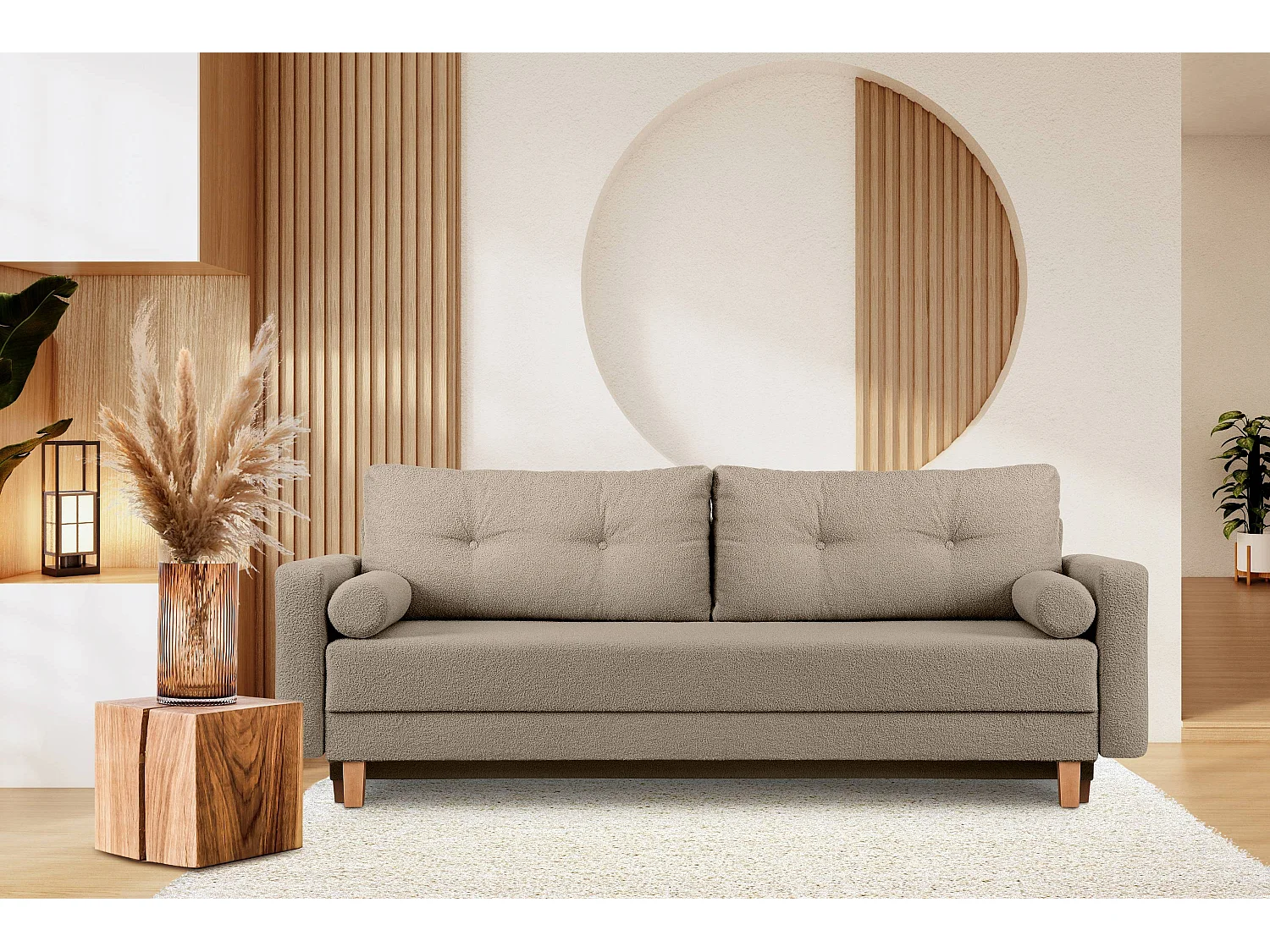 Schlafsofa ERISO - 3-Sitzer - Graubeige