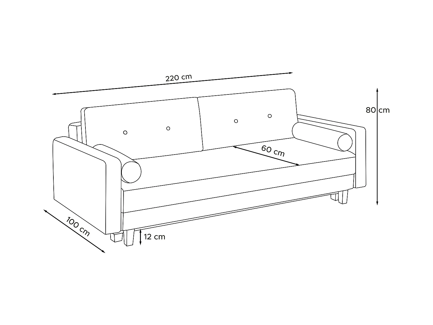 Schlafsofa ERISO - 3-Sitzer - Hellblau