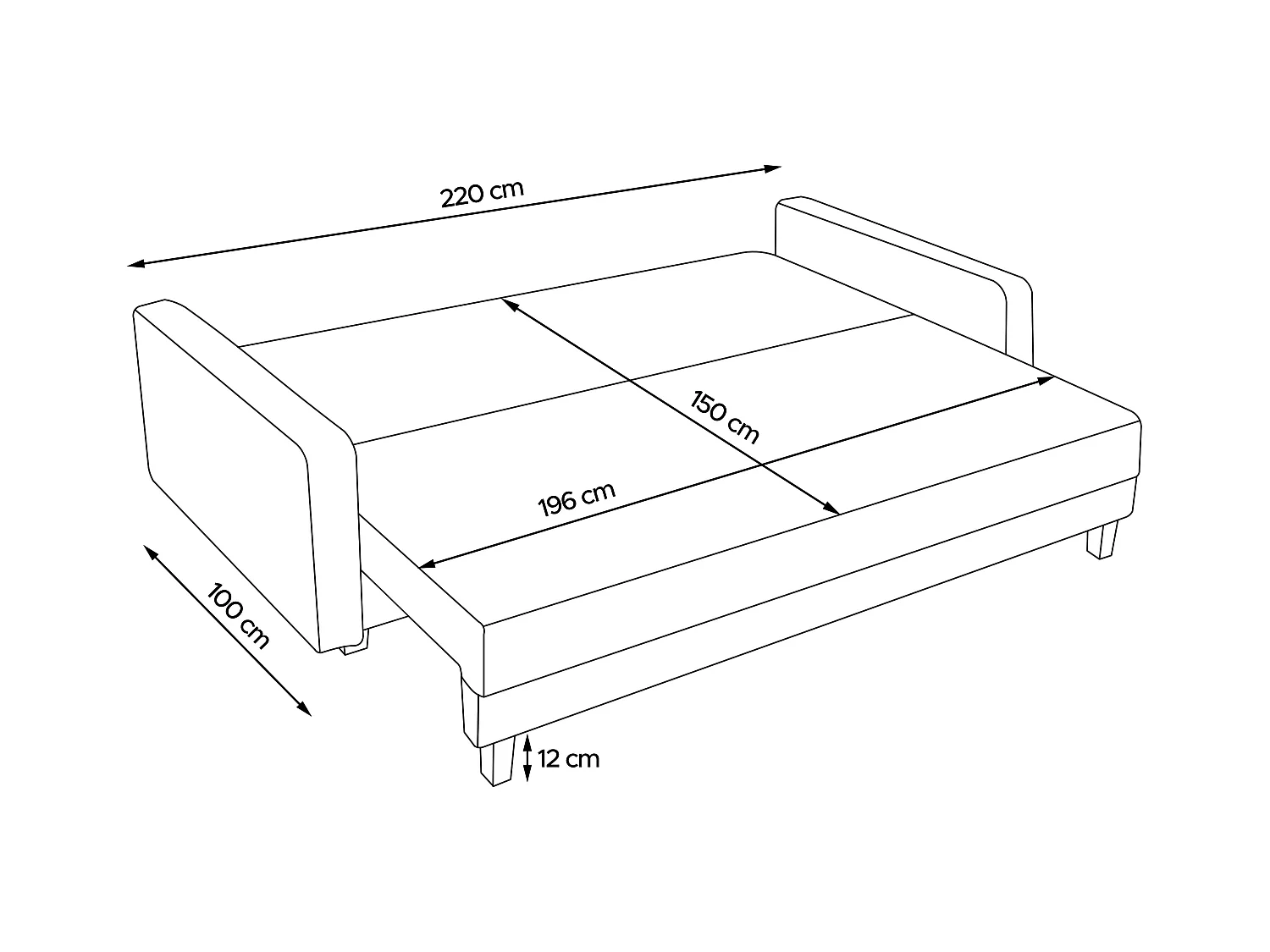 Schlafsofa ERISO - 3-Sitzer - Hellblau