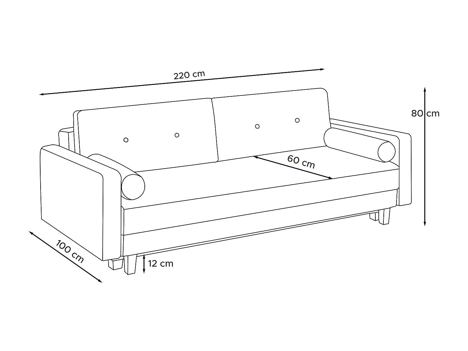 Schlafsofa ERISO - 3-Sitzer - Silbergrau