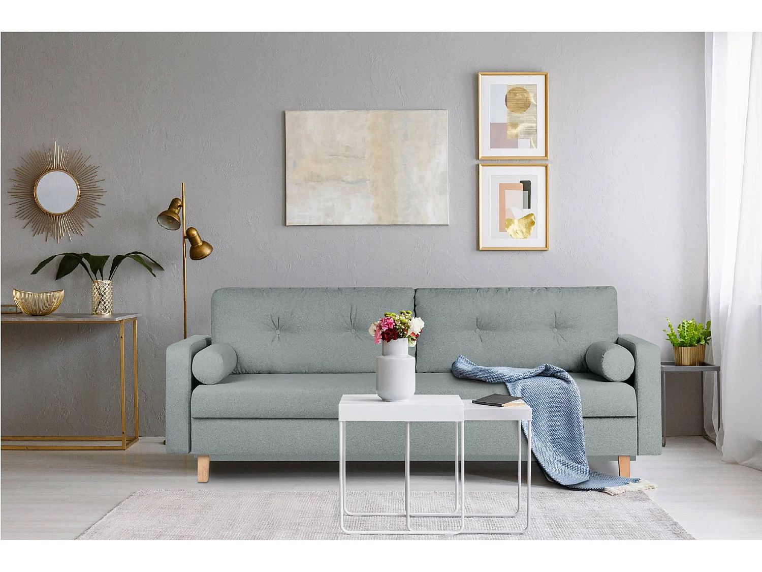 Schlafsofa ERISO - 3-Sitzer - Hellgrün