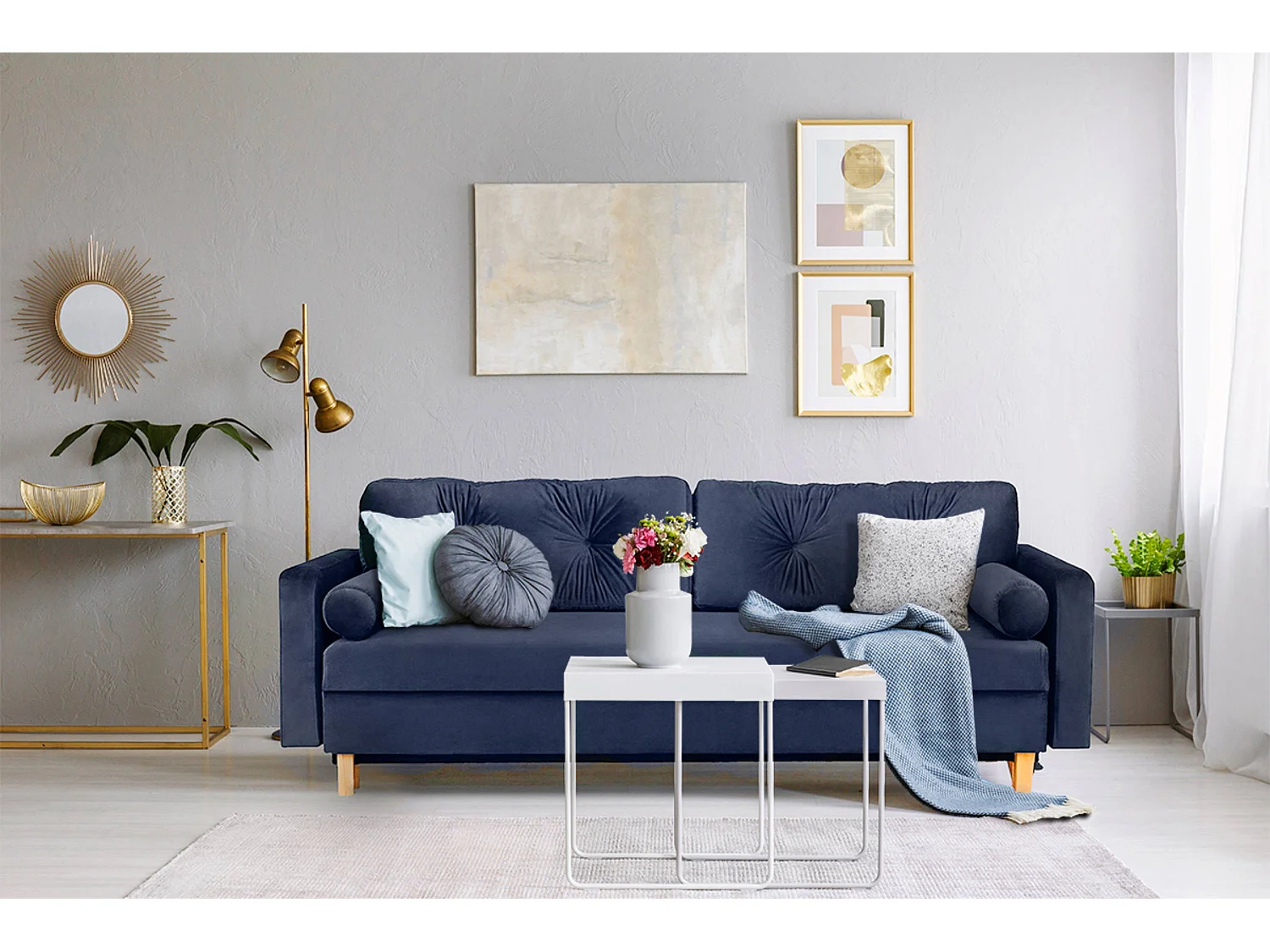 Schlafsofa ERISO - 3-Sitzer - Blau