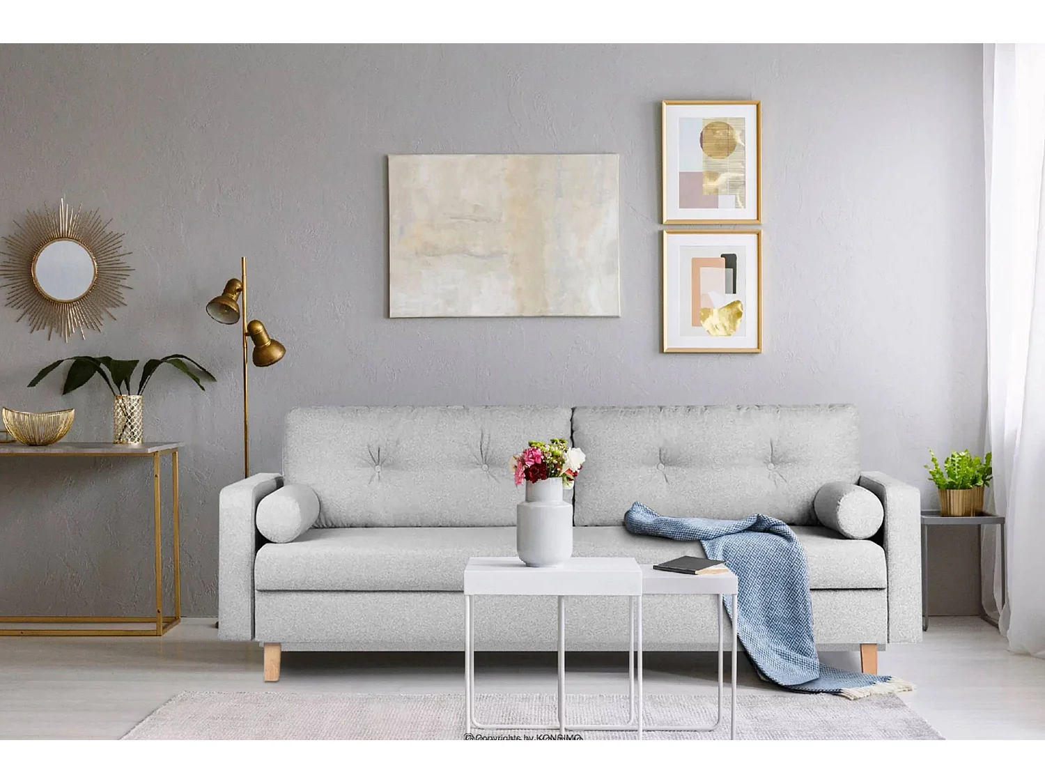 Schlafsofa ERISO - 3-Sitzer - Hellgrau