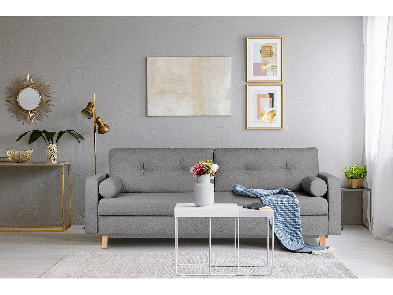 Schlafsofa ERISO - 3-Sitzer - Schiefergrau