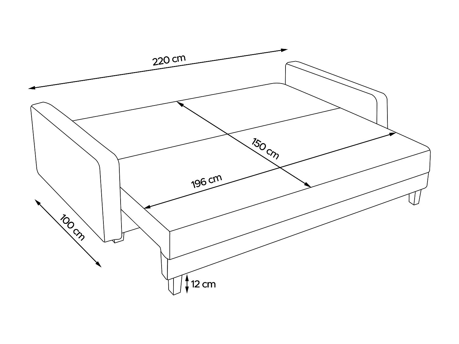 Schlafsofa ERISO - 3 Sitzer - Grau
