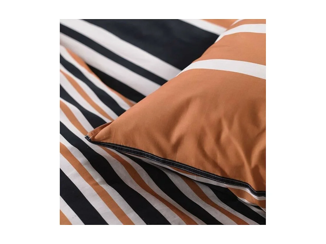 Juego de cama 240 x 220 cm - Naranja, Blanco y Negro