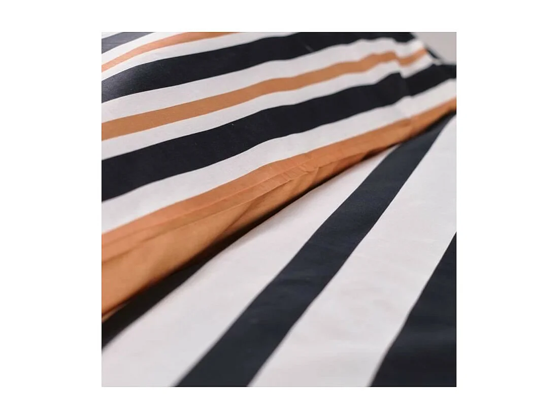 Parure de lit 2 personnes -TODAY - 240x200 cm - 100% Coton - Orange, Noir et Blanc