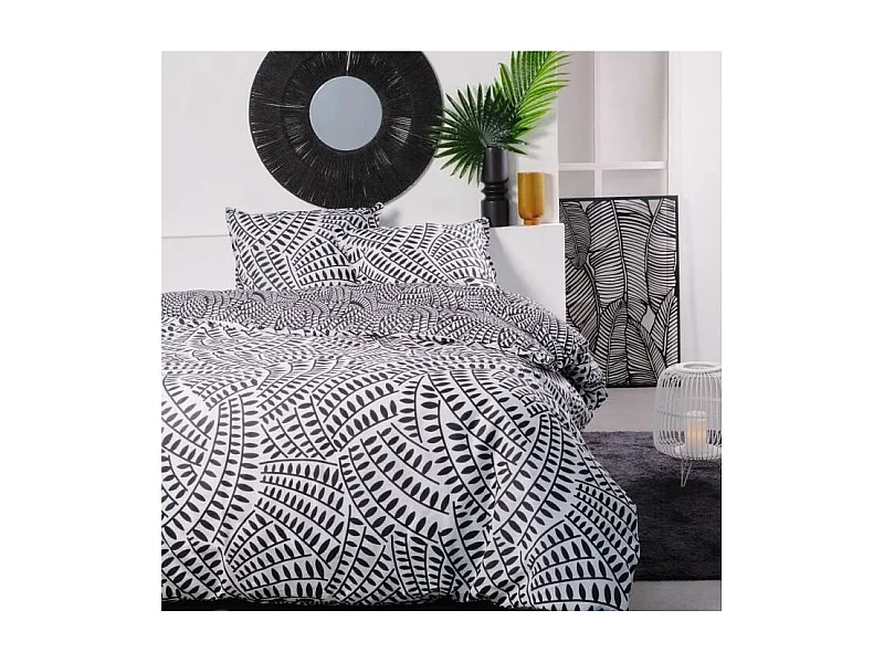 Bettgarnitur 260 x 240 cm – Schwarz und Weiß