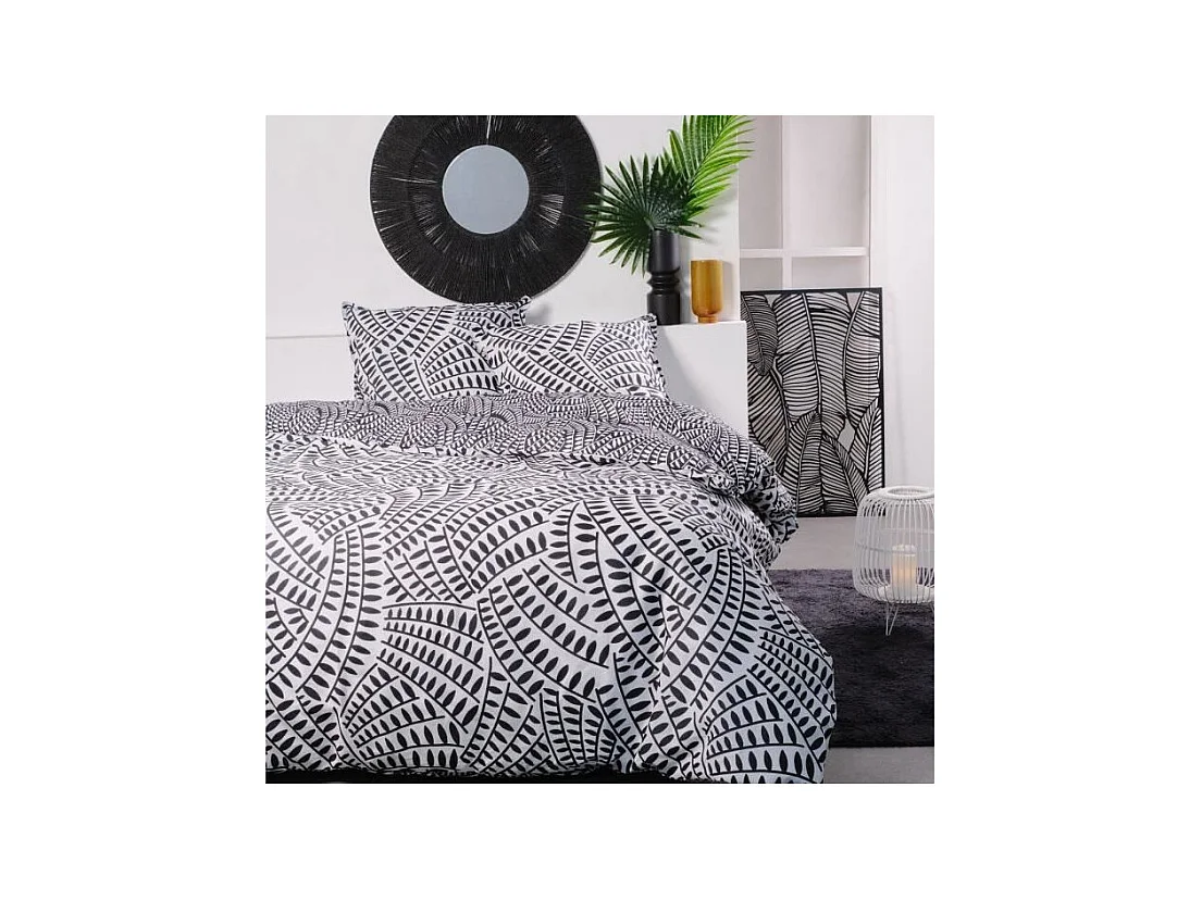 Parure de lit 2 personnes -TODAY - 260x240 cm - 100% Coton - Noir et Blanc