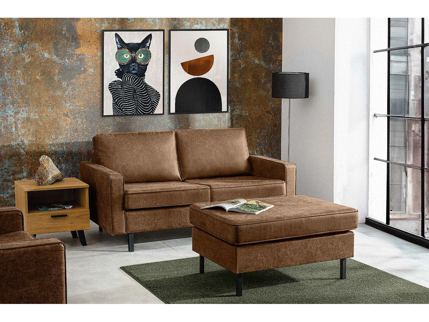 Hockerstuhl auf hohen Metallbeinen - braun - INVIA