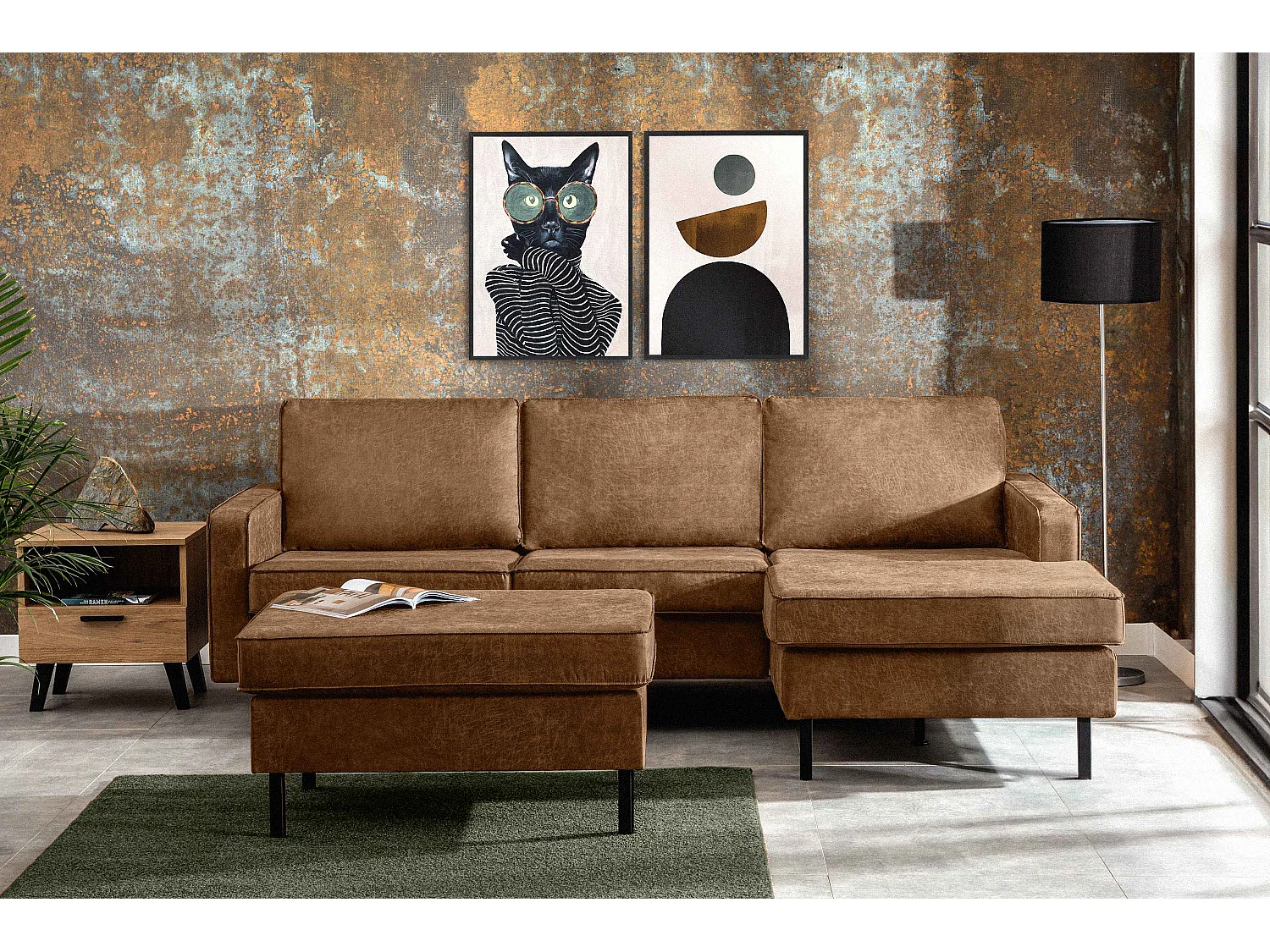 Hockerstuhl auf hohen Metallbeinen - braun - INVIA