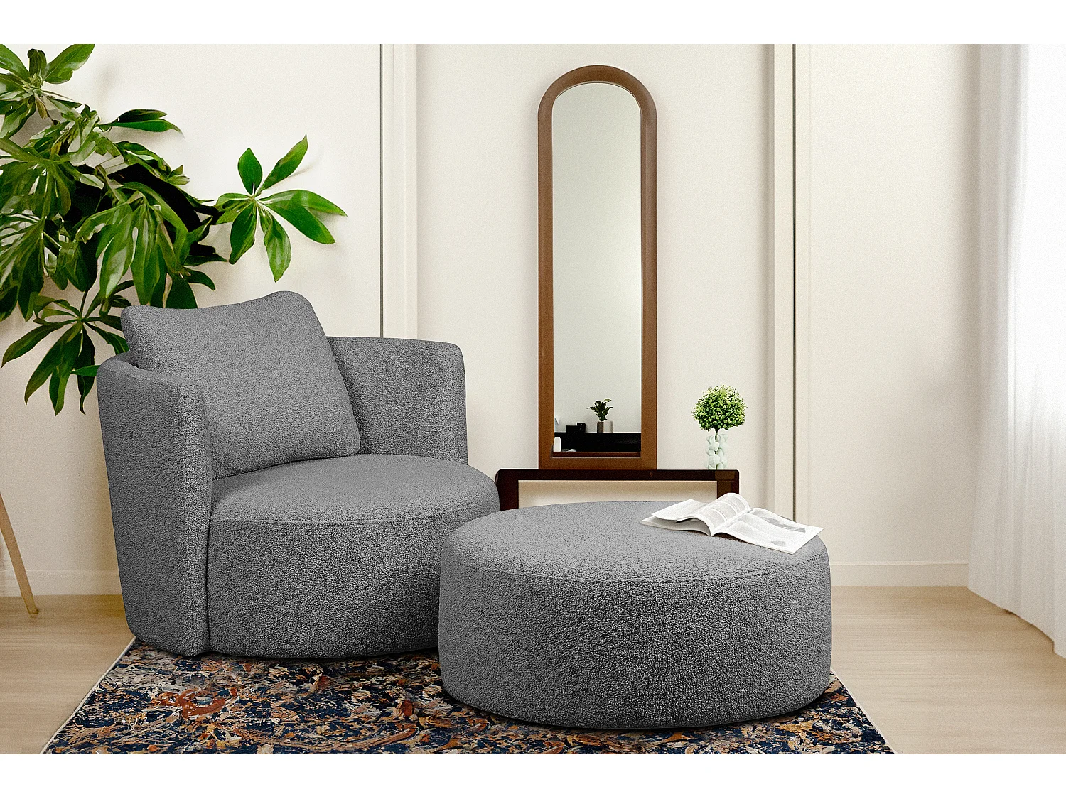 Puff im modernistischen Stil - dunkelgrau - RAGGI