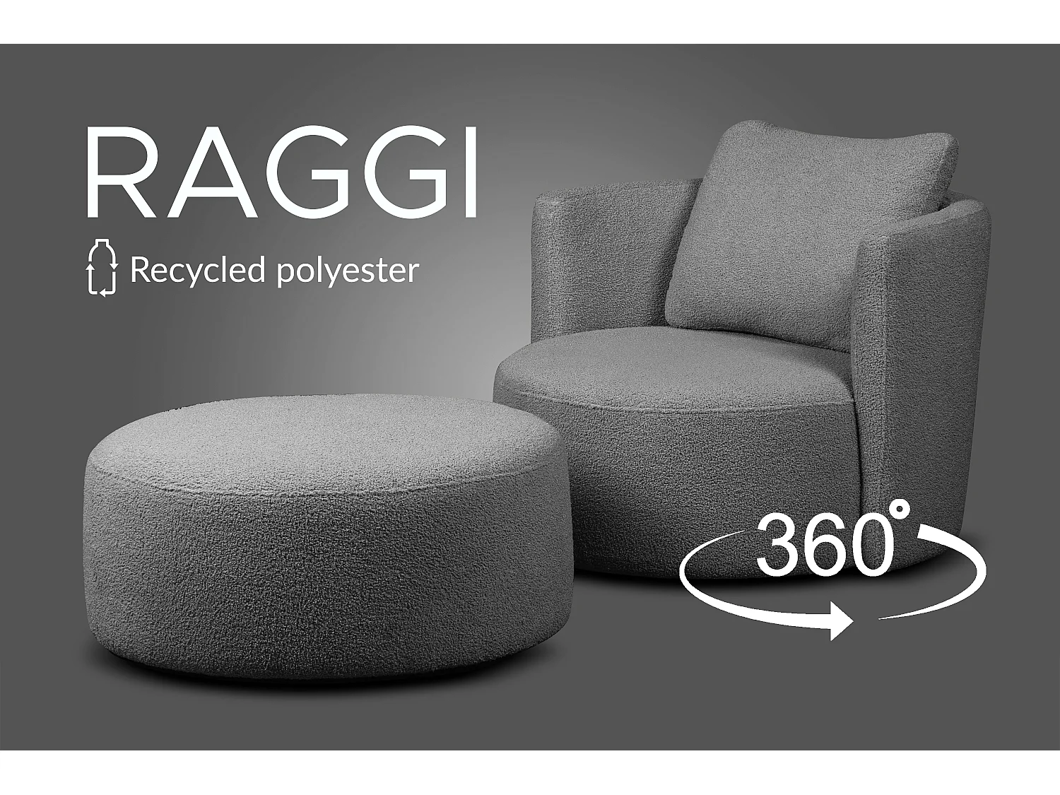 Puff im modernistischen Stil - dunkelgrau - RAGGI